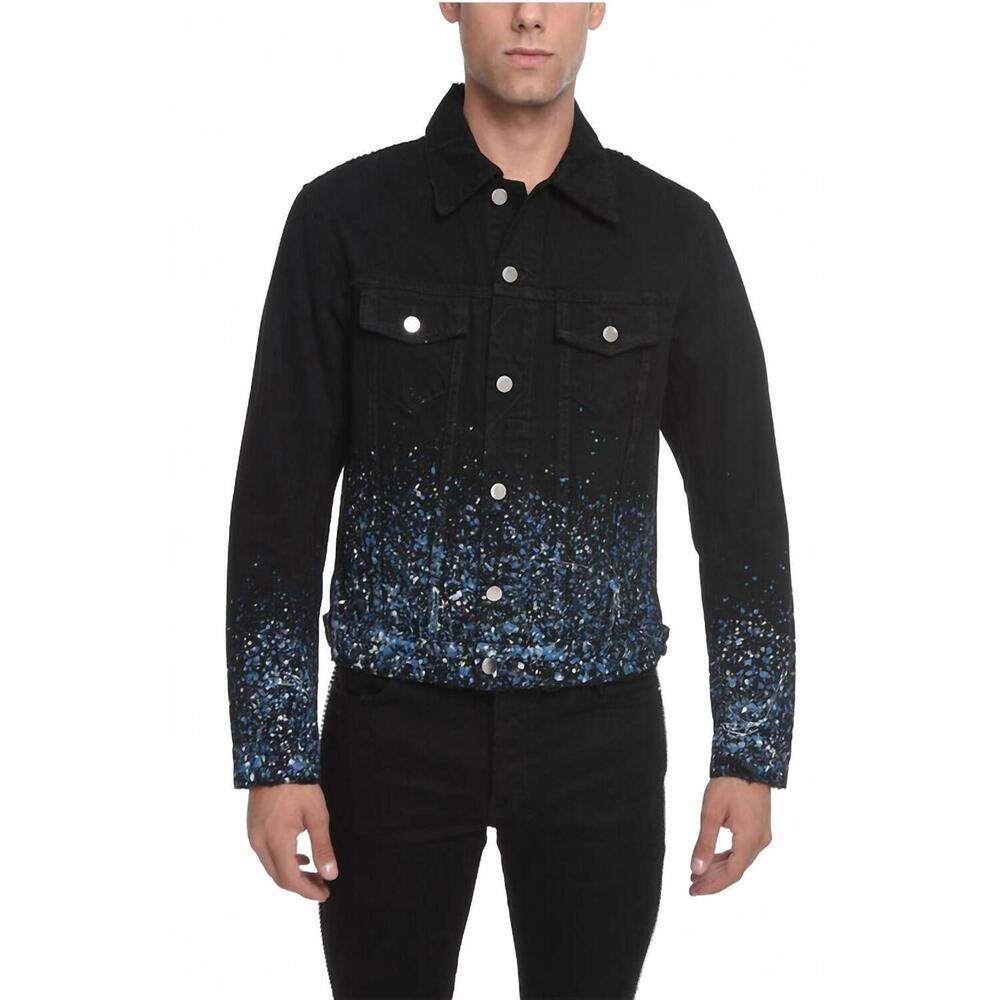 NEW AMIRI crystal painter trucker jacket in black od